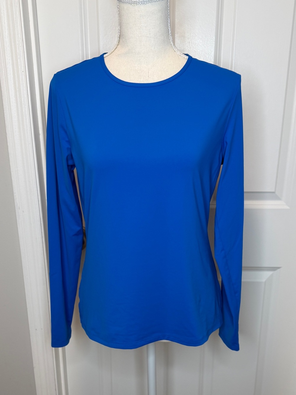 Lands’ End Royal Blue Women's Rash Guard Long Sleeve Swim Shirt Crew Neck UPF